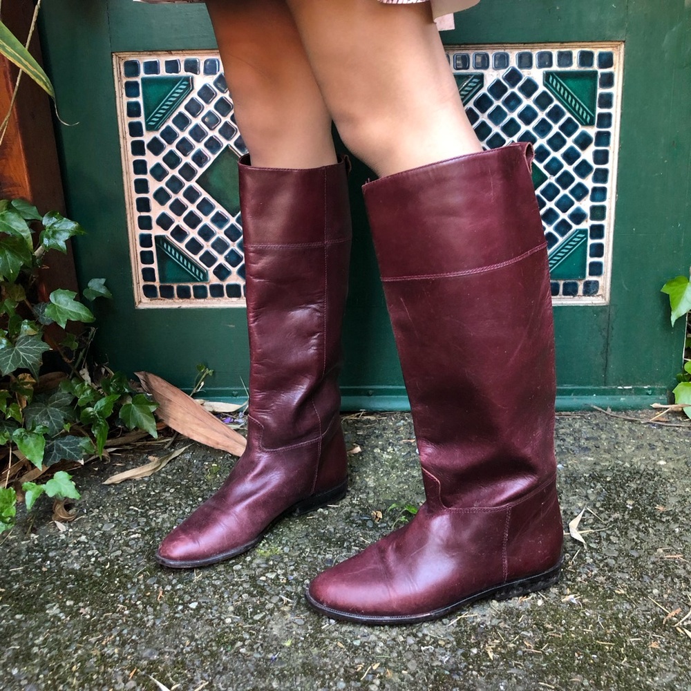 Women’s Vintage Burgundy Leather Boots Size 5.5US